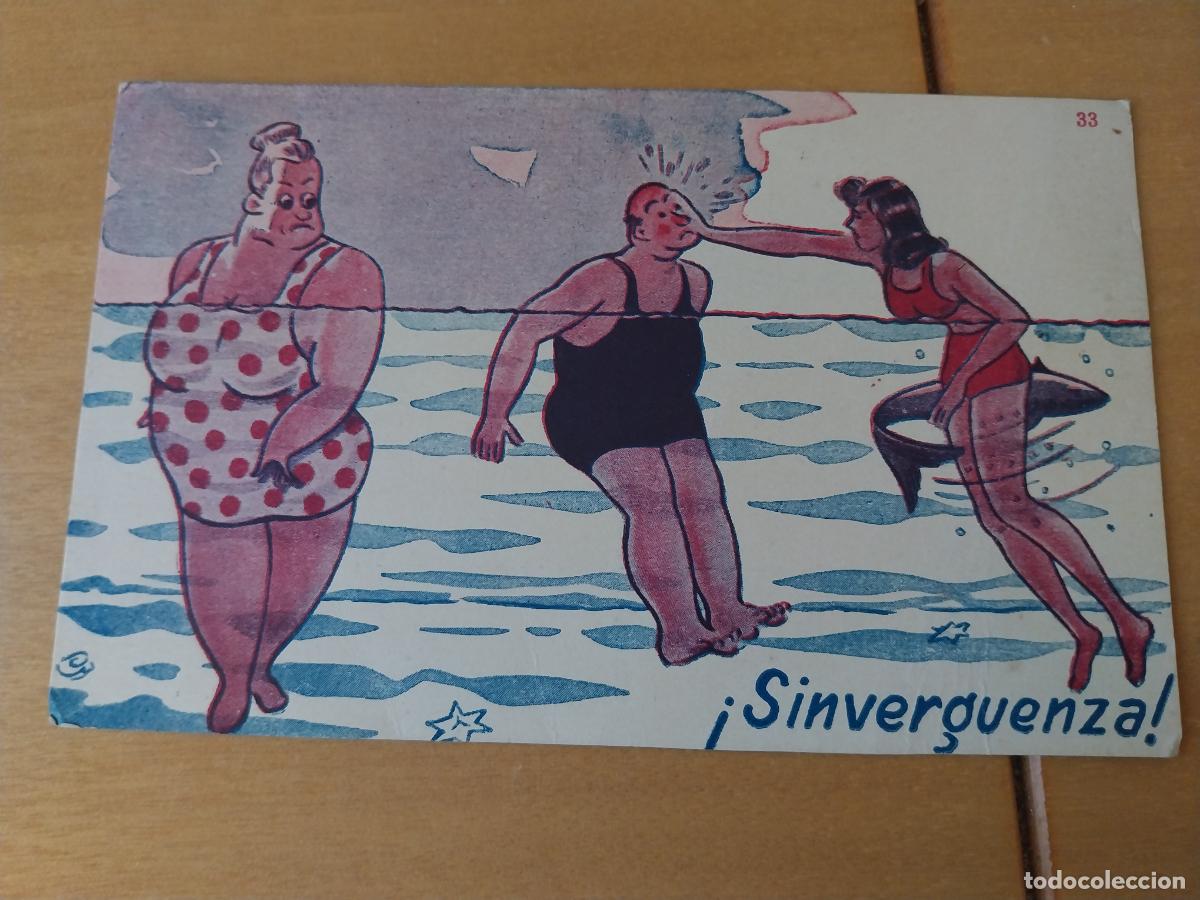 Postais: ILUSTRACION A&Ntilde;OS 50 IMPRENTA ARGENTINA CHICA JOVEN BOFETON PLAYA ESCRITA