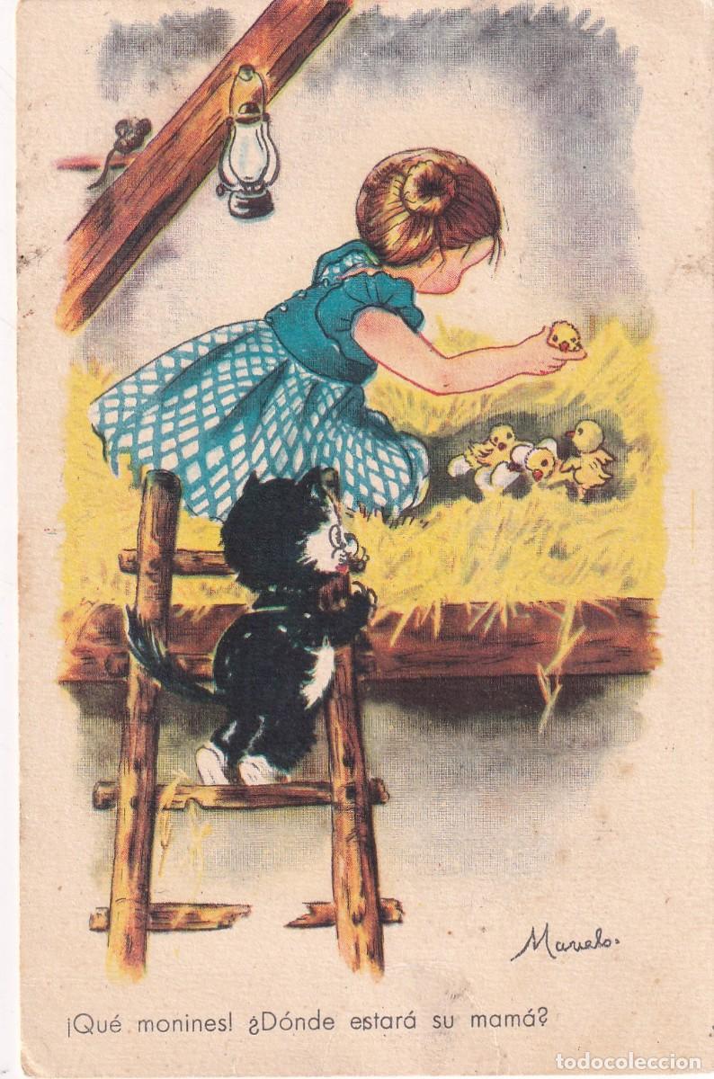 Cartoline: POSTAL - EDICIONES TRIO - SERIE 53 - ILUSTRACI&Oacute;N MARIELO ESCRITA SIN CIRCULAR. 1946