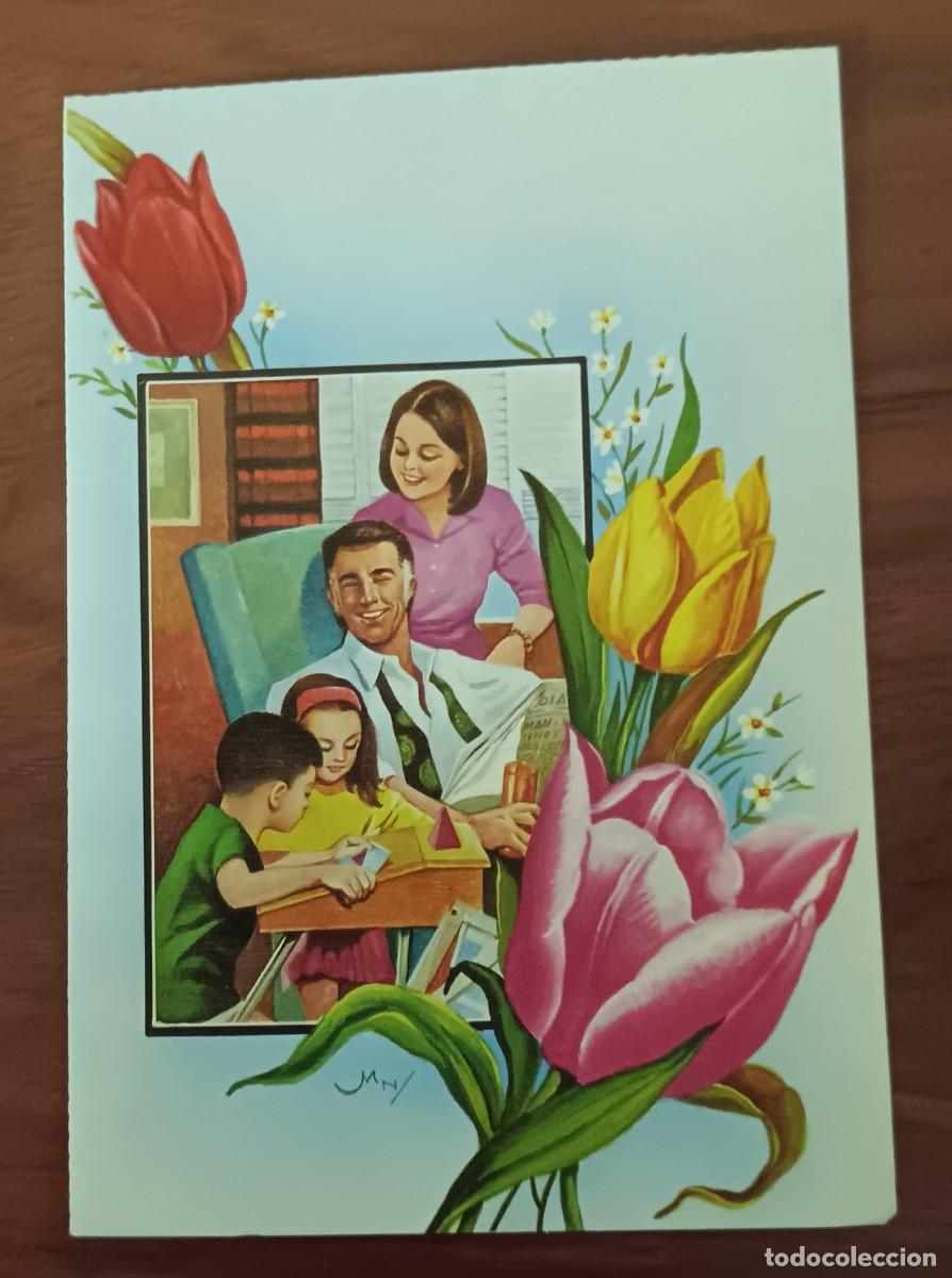 Postais: POSTAL D&Iacute;A DEL PADRE TROQUELADA DESPLEGABLE ILUSTRADA POR MN CYZ N&ordm; 3062/57-A 15,5X10,5 CM.