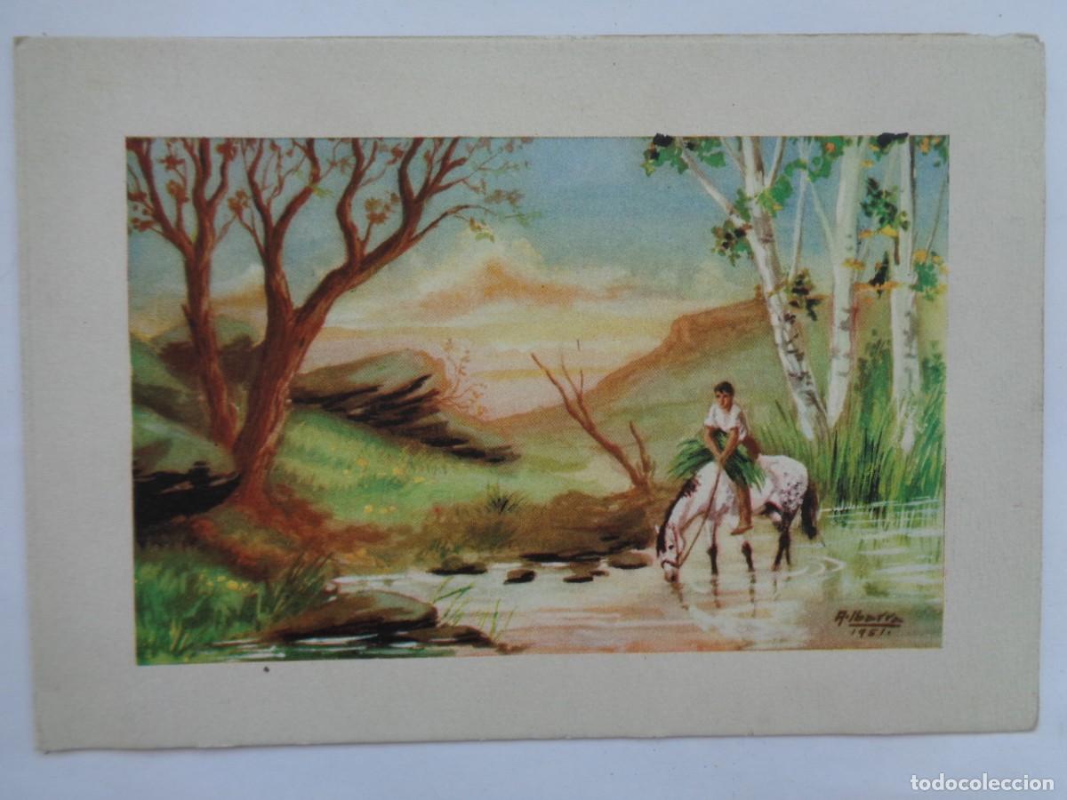 Postkarten: BONITA POSTAL CON DIBUJO DE PAISAJE RURAL DE IBARRA . A&Ntilde;OS 50