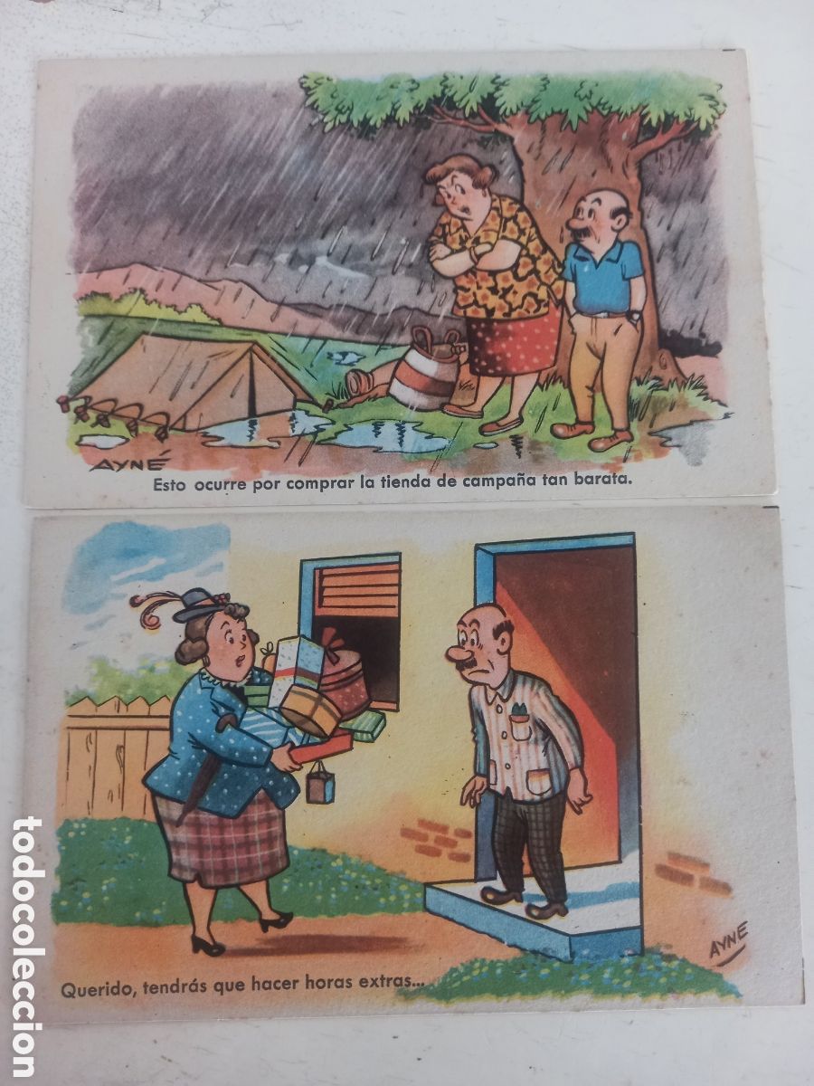 Postcards: 2 Postales ilustradas AYN&Eacute; (dibujante del TBO)