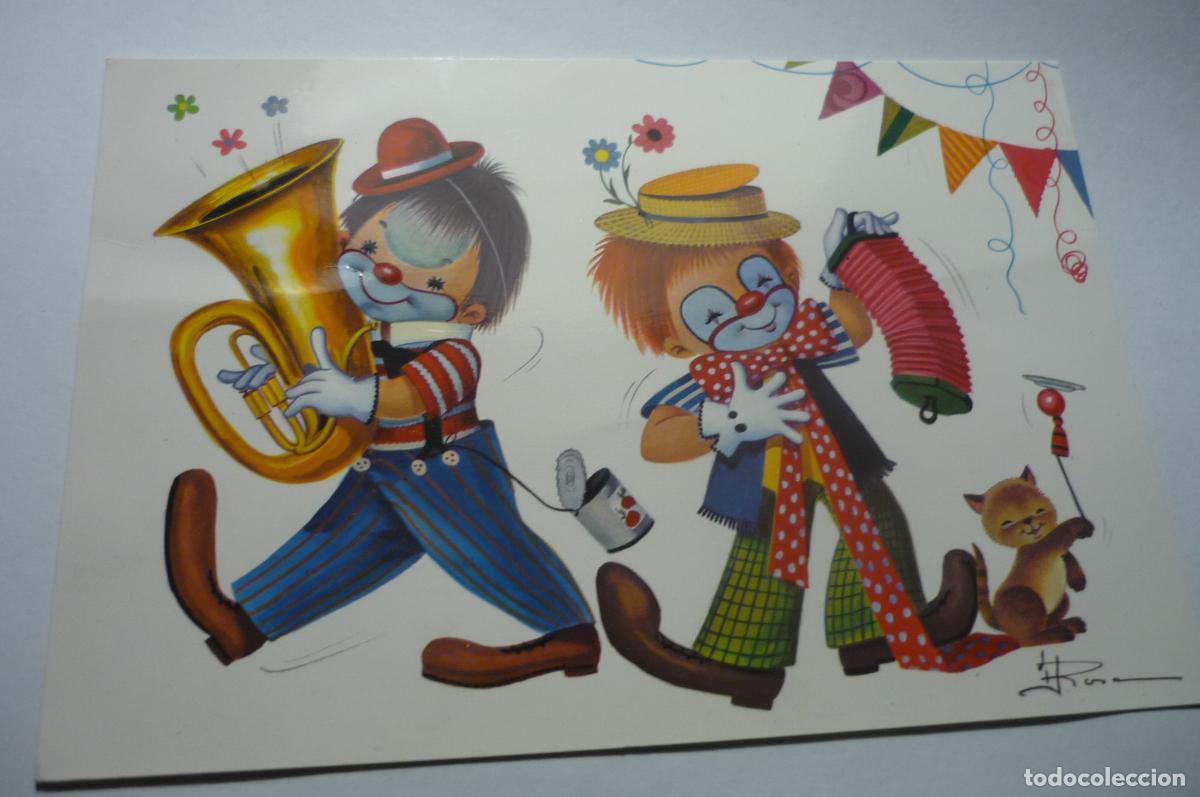 Postkarten: postal payasos dibujo rosa-escrita c y z 7104-31 d