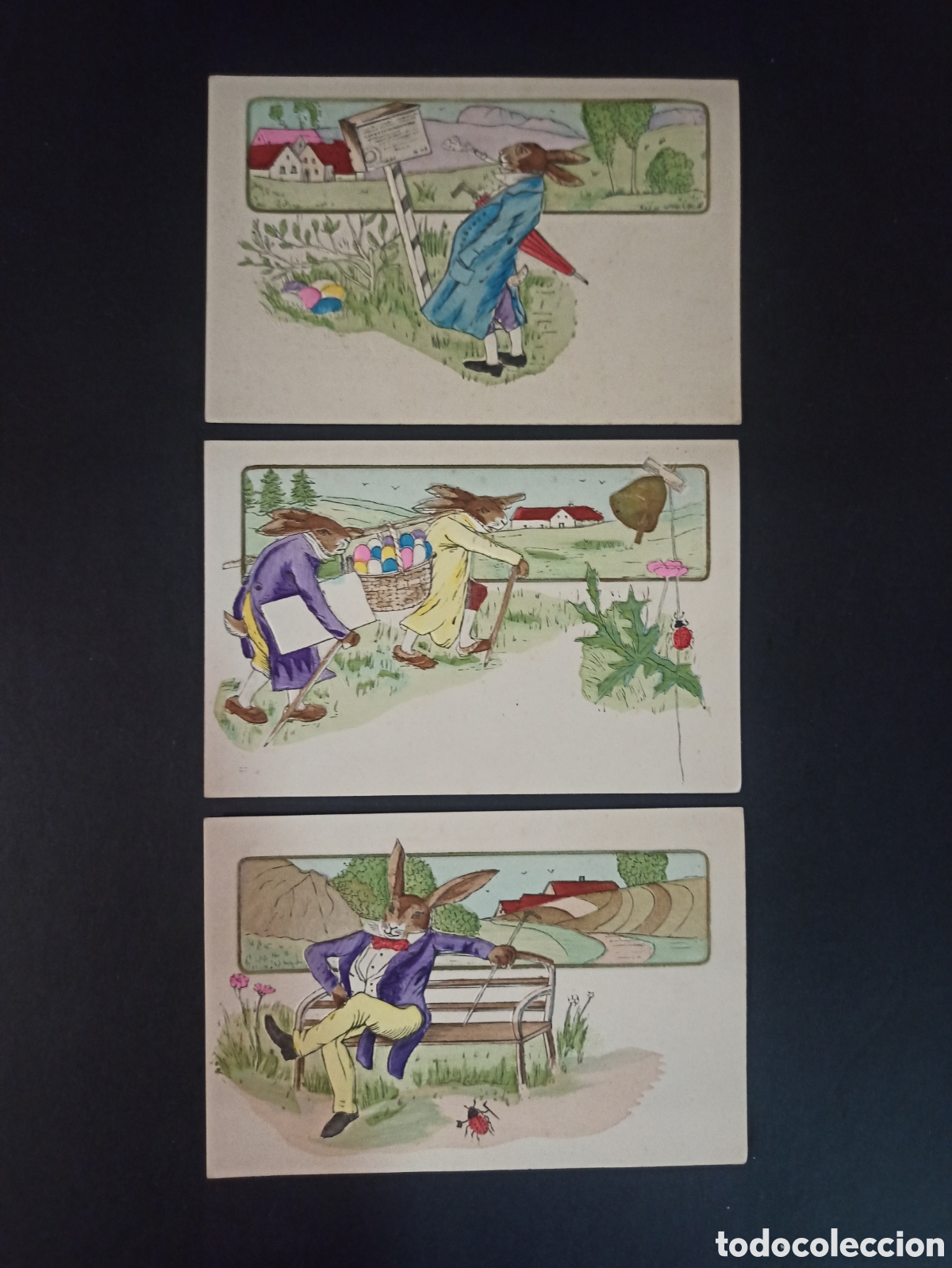 Cartoline: Serie de 3 postales antiguas troqueladas. Anteriores a 1905. Sin circular.