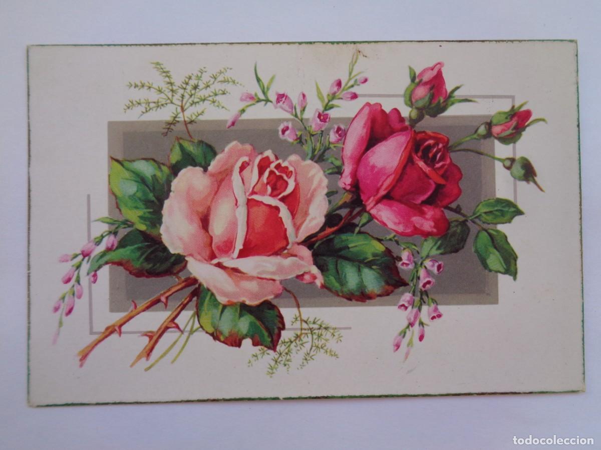 Cartoline: BONITA POSTAL CON DIBUJO DE FLORES, ROSAS. A&Ntilde;OS 40