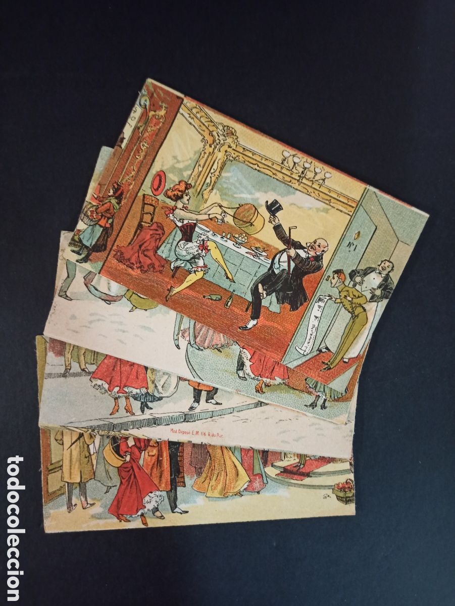 Cartoline: Serie de 4 postales antiguas. Francia, sin circular. Anteriores a 1905.