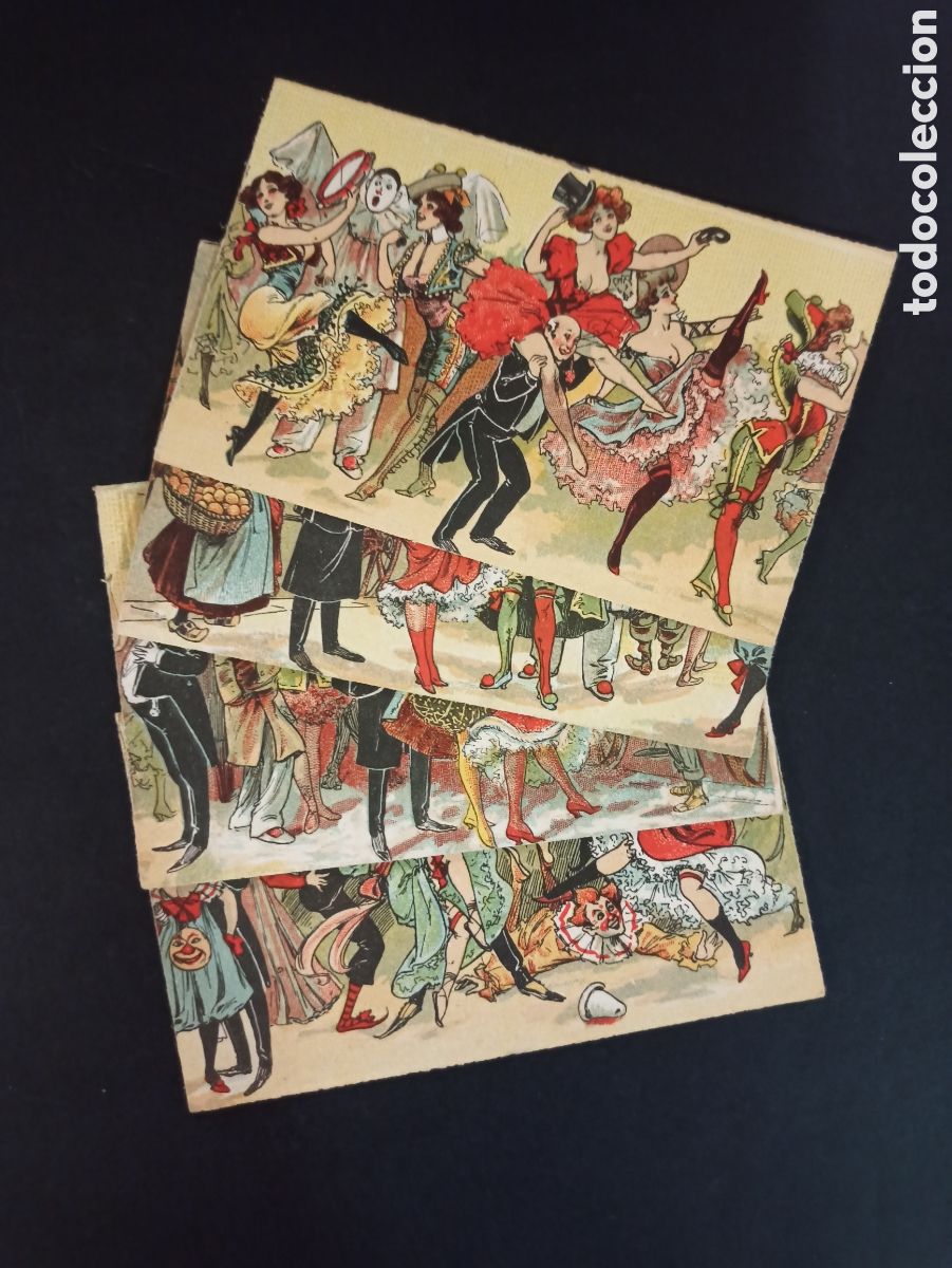 Postais: Serie de 4 postales antiguas. Francia, sin circular. Anteriores a 1905.