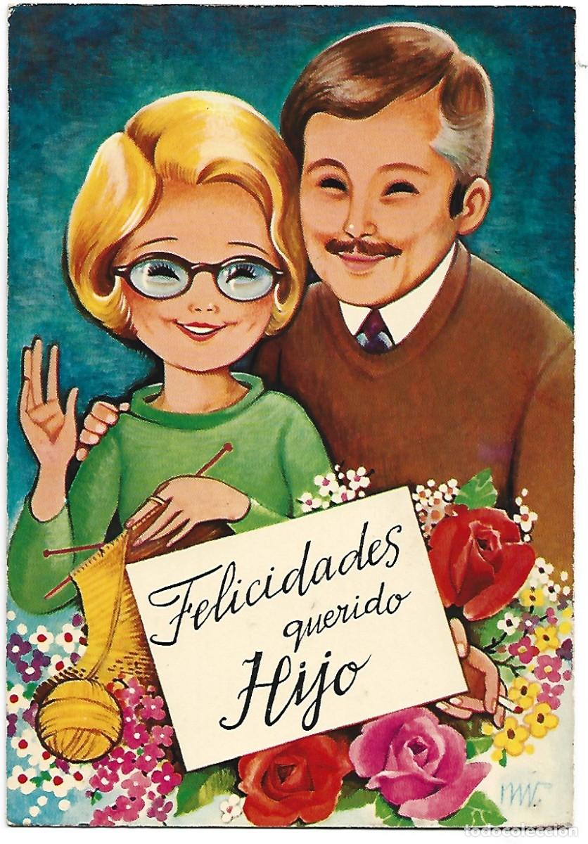 Postcards: &rdquo; FELICIDADES QUERIDO HIJO &rdquo;.- ILUSTRACION FELICITACION A&Ntilde;OS 60