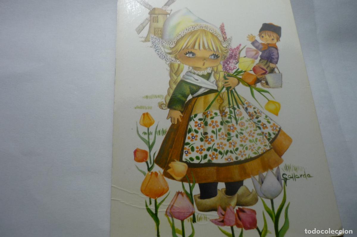 Postcards: postal escrita dibujo gallarda ni&ntilde;a campo