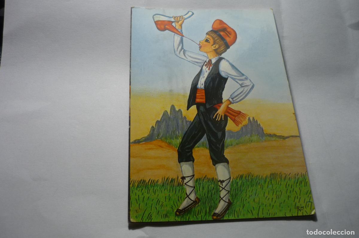 Postcards: postal dibujo rm -catalan bebiendo porron circulada