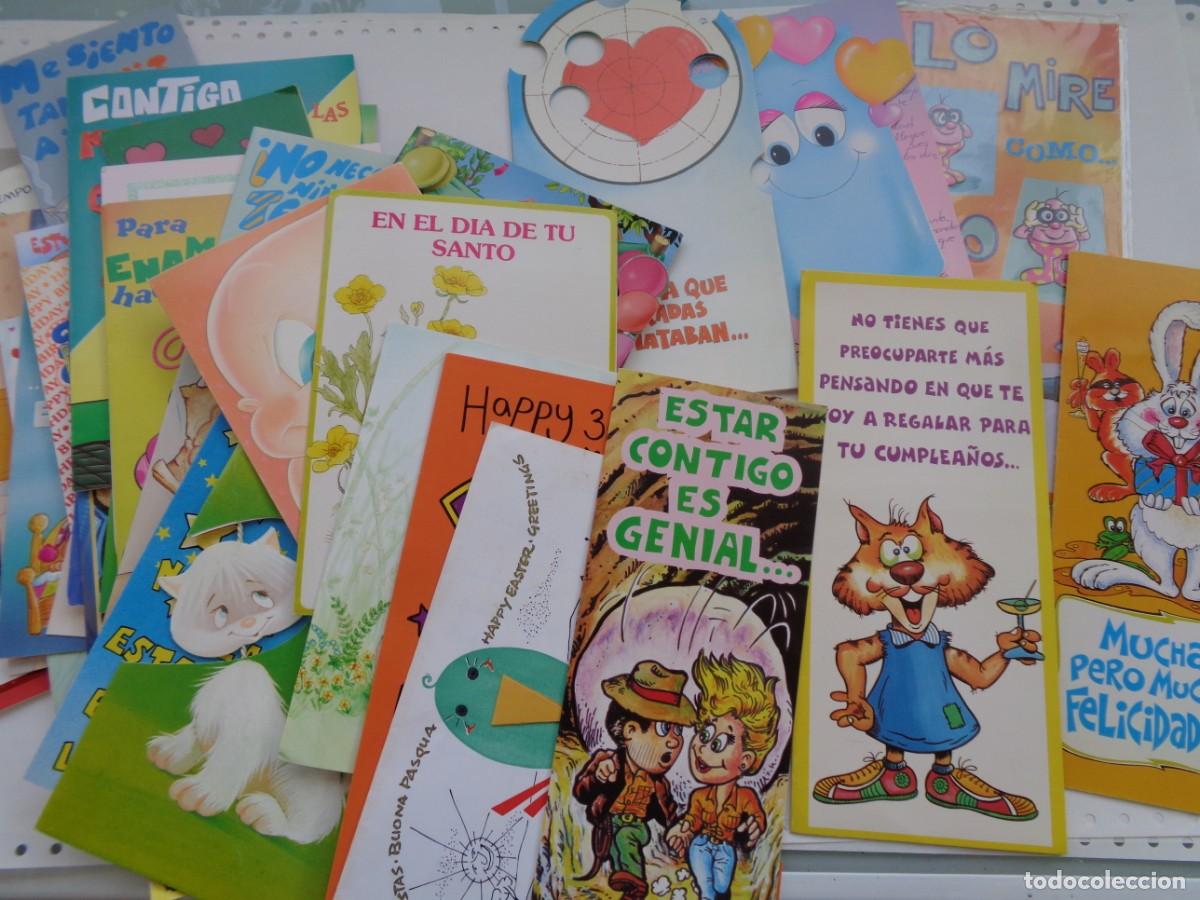 Postcards: LOTE DE 43 TARJETAS DE FELICITACION : CUMPLEA&Ntilde;OS , HUMORISTICAS , ETC . MUCHAS SIN USAR
