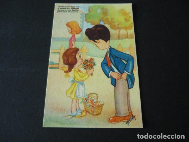 Cartoline: NI&Ntilde;A VENDIENDO FLORES POSTAL