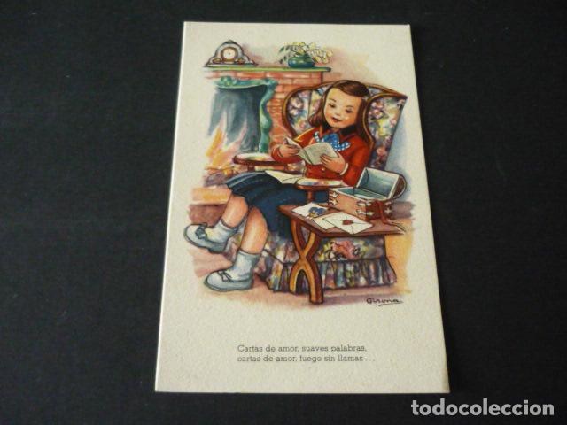Cartoline: NI&Ntilde;A LEYENDO POSTAL ILUSTRADA