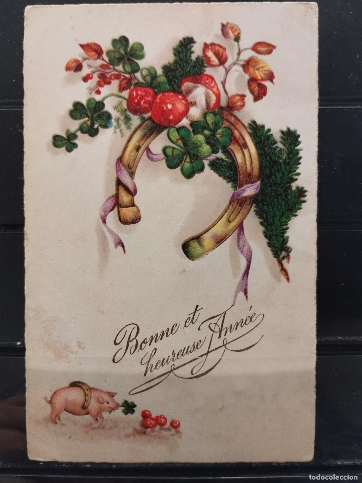 Postais: CERDOS. HERRADURA. SETAS. TREBOL CUATRO HOJAS. NAVIDAD. A&Ntilde;O NUEVO. CIRCULADA