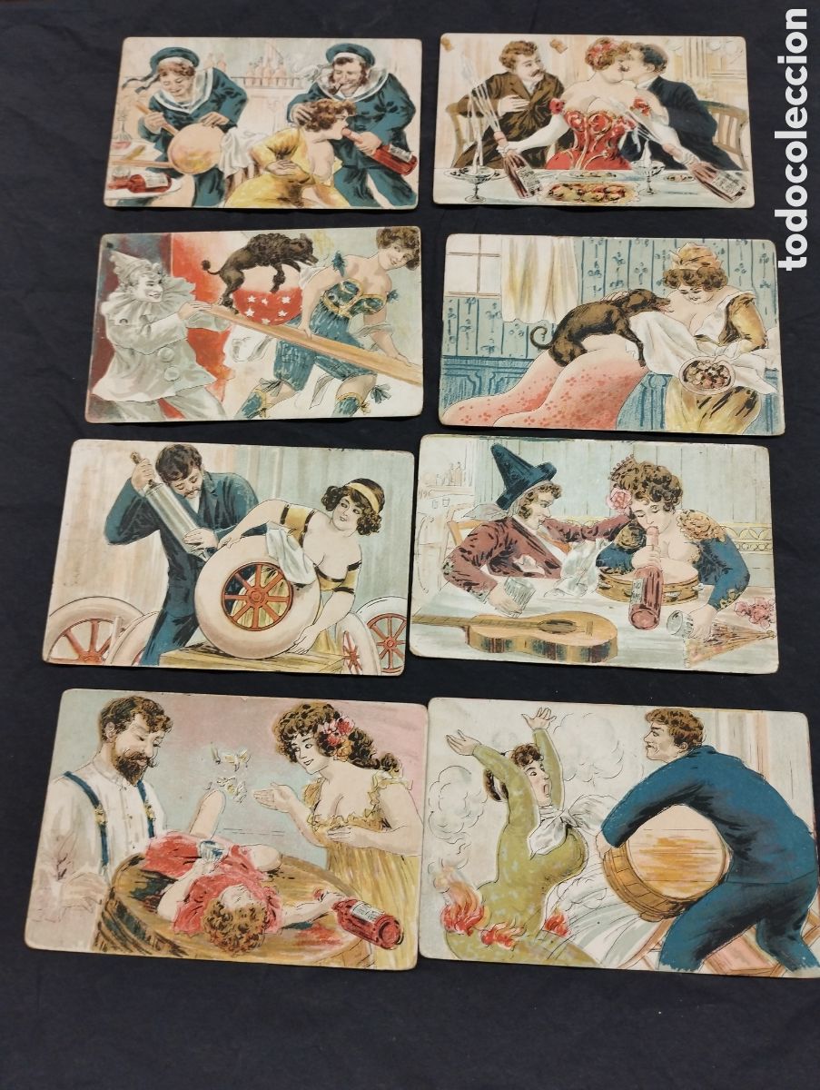 Postais: Lote de 8 postales sarc&aacute;sticas muy antiguas