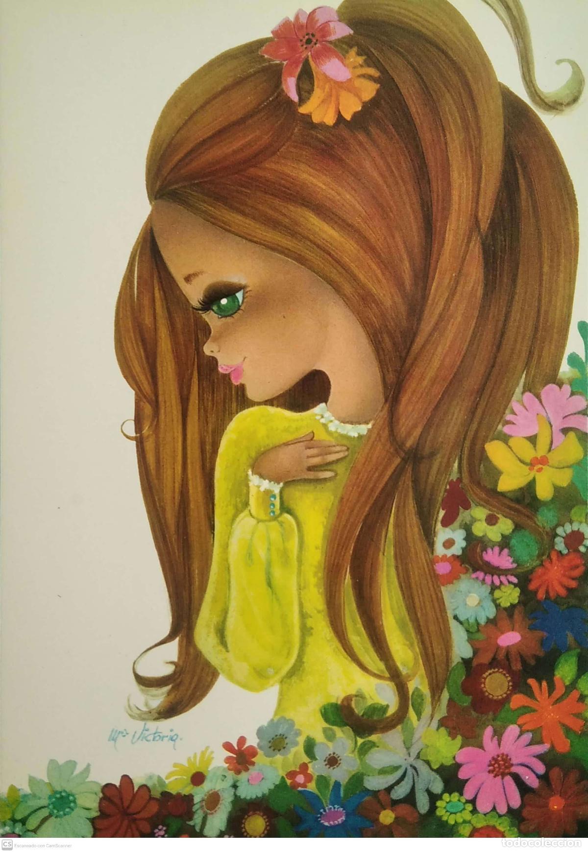 Cartoline: Edirama: 2016-1 Joven entre flores. M. Victoria. Nueva. Color