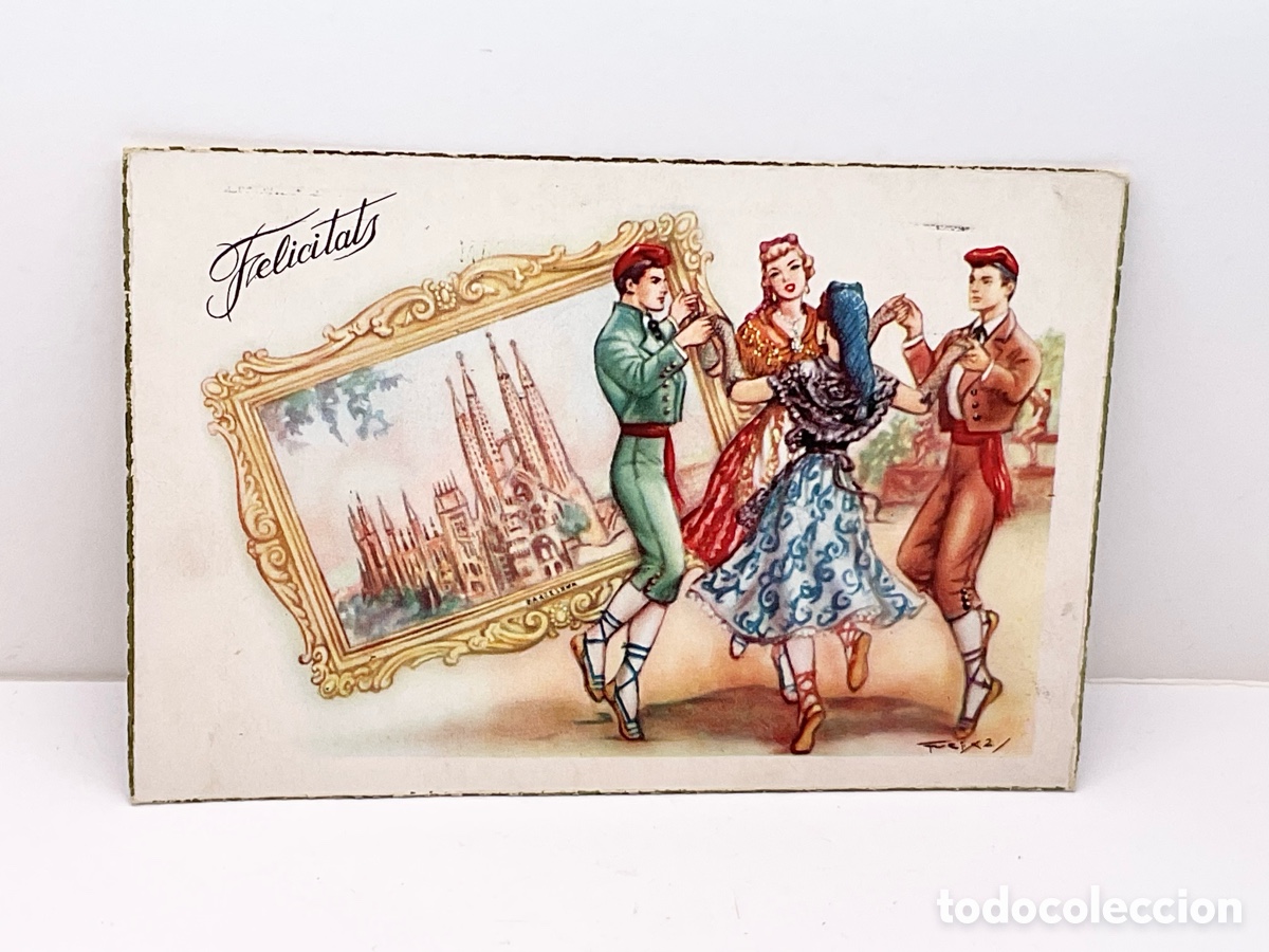 Postales: Antigua Tarjeta Postal. Ediciones Freixas. Serie 314. Felicitats. Escrita. A&ntilde;os 50
