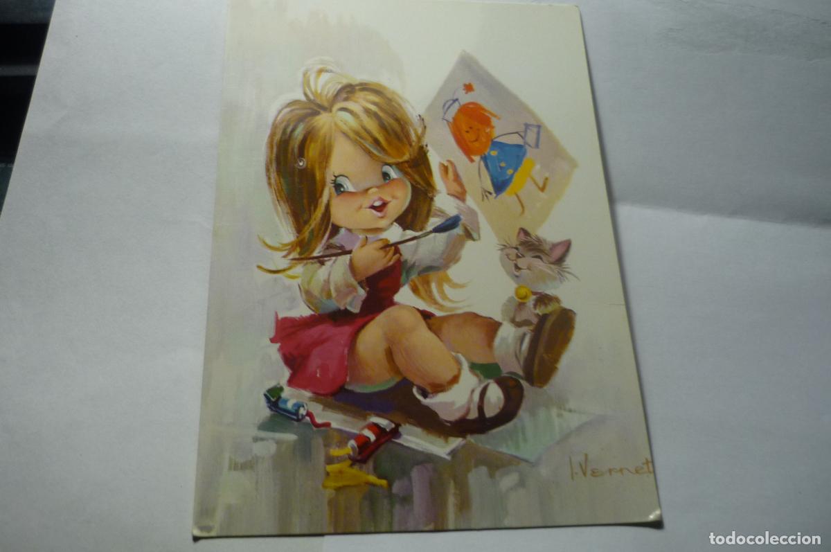 Postkarten: postal NI&Ntilde;a pintora dibujo vernet escrita c y z 6955