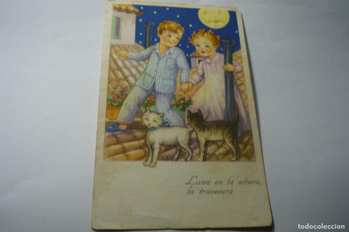 Postais: postal dibujo ni&ntilde;os azotea - escrita