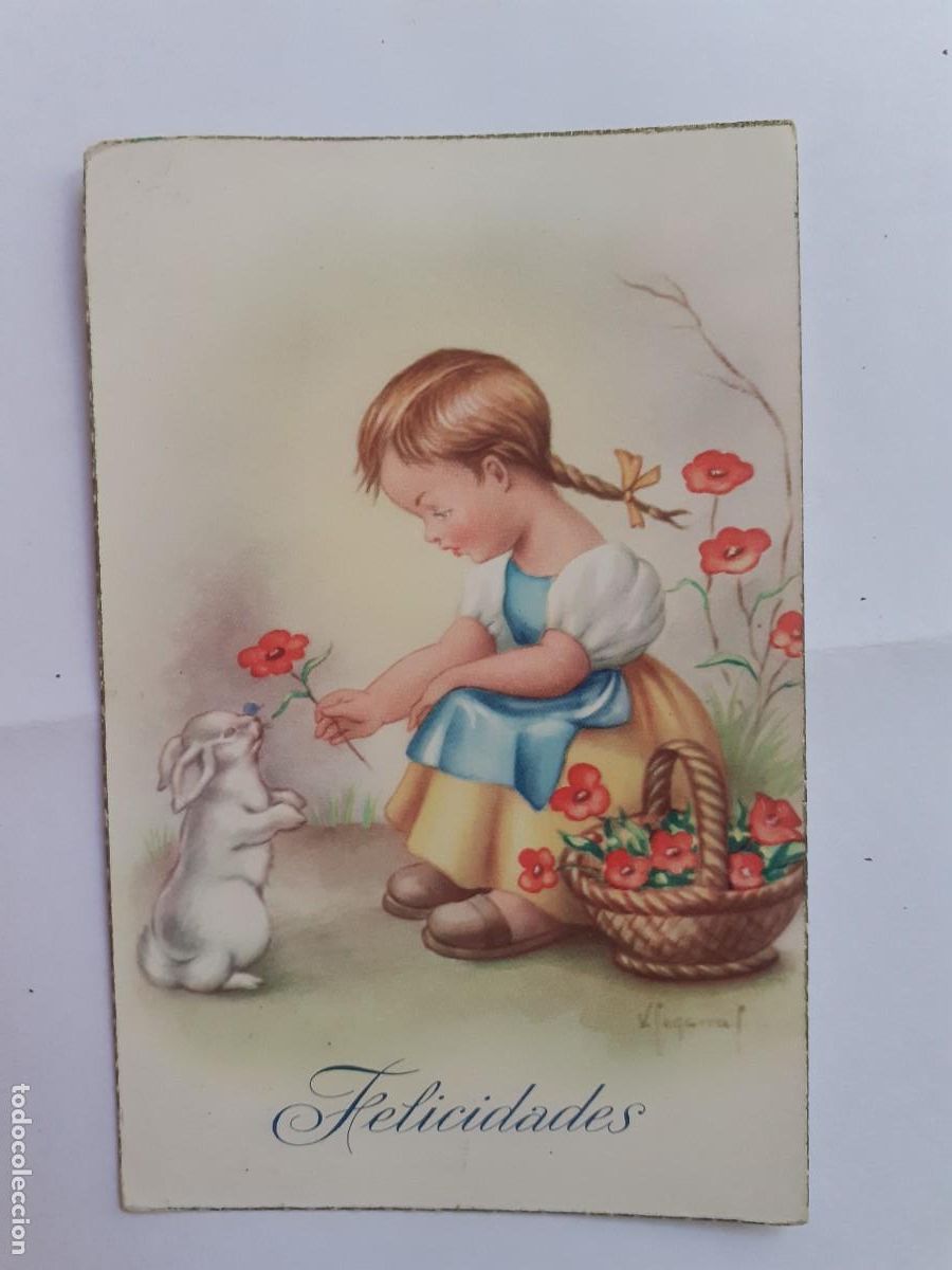 Postais: POSTAL - FELICIDADES NI&Ntilde;A CON CONEJO - CYZ 598 - ESCRITA
