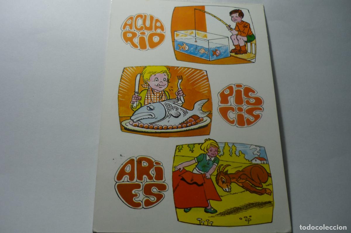 Cartes Postales: postal horoscopos acuario piscis aries circulada