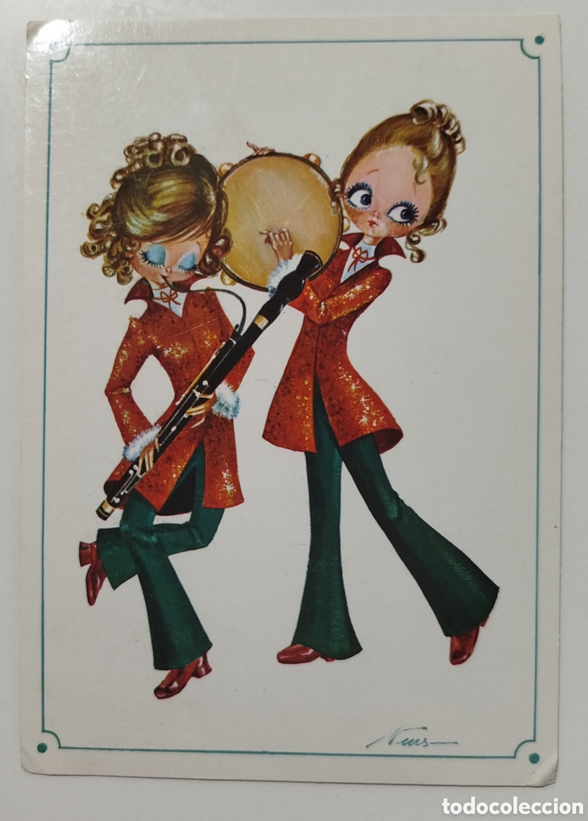 Postais: Chicas musicas. postal ilustra Neus