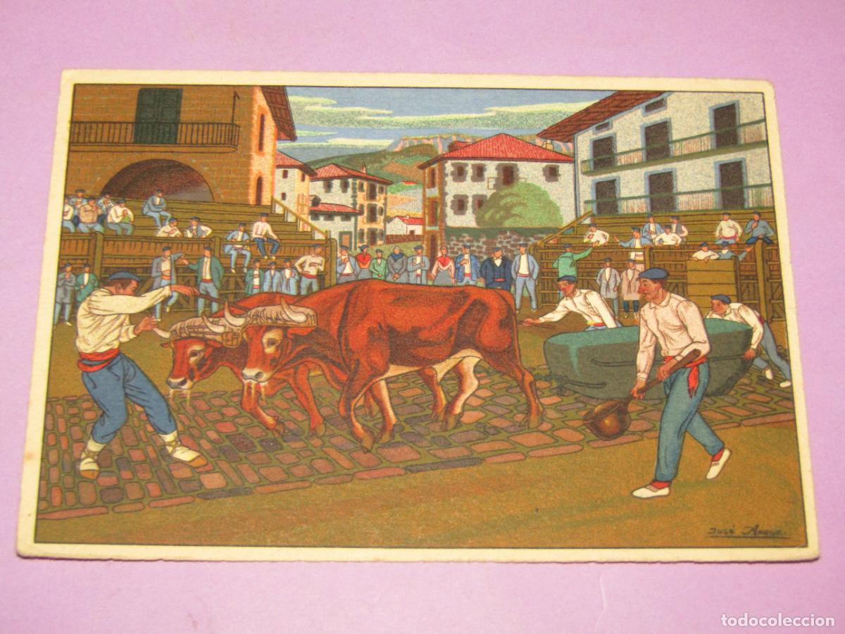 Postcards: Antigua Tarjeta Postal Serie * Postales Vascas * N&ordm; 7 con Dibujos de JOS&Eacute; ARRUE - A&ntilde;o 1920s.