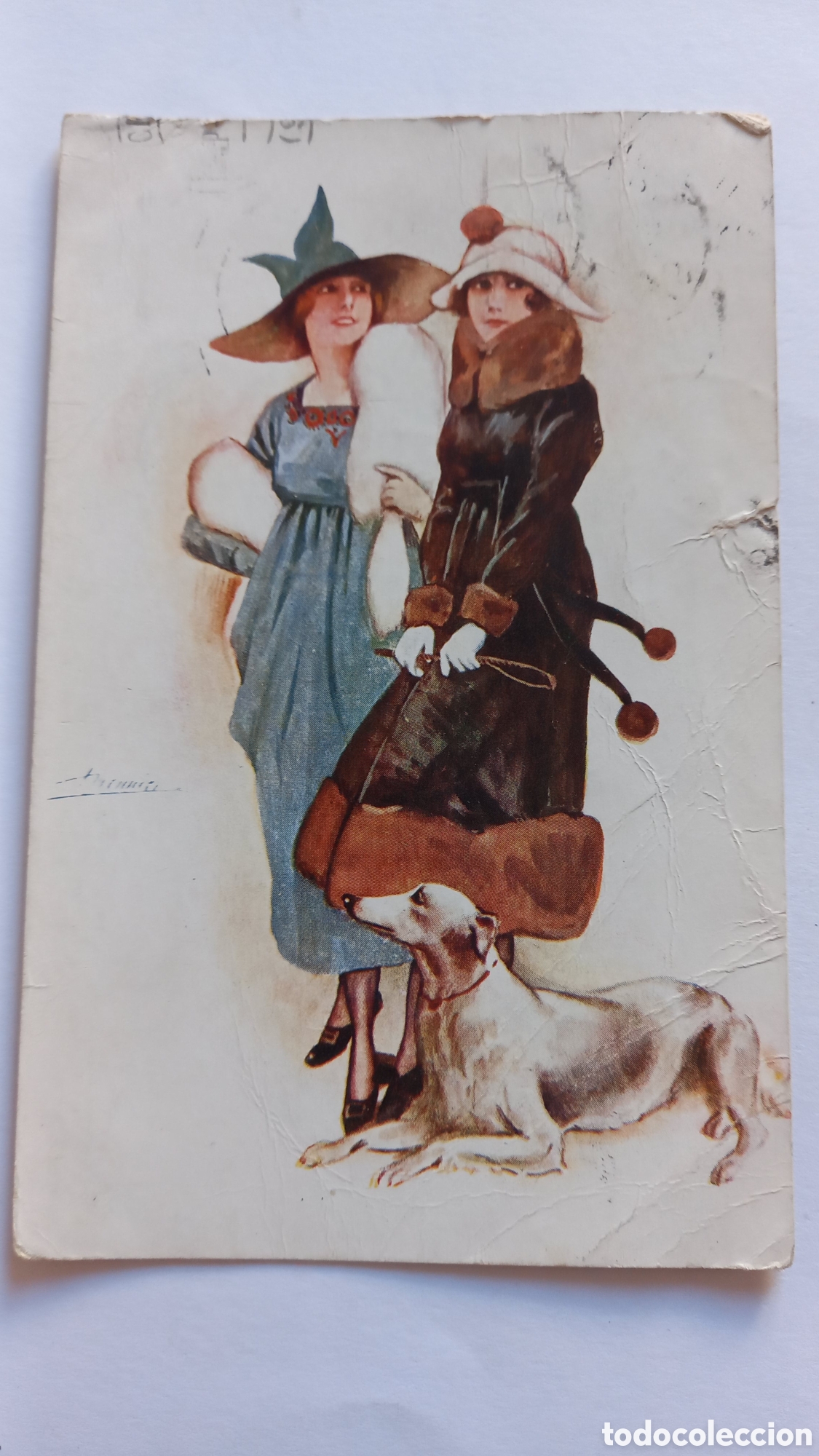 Postcards: Postal ilustrada damas elegantes