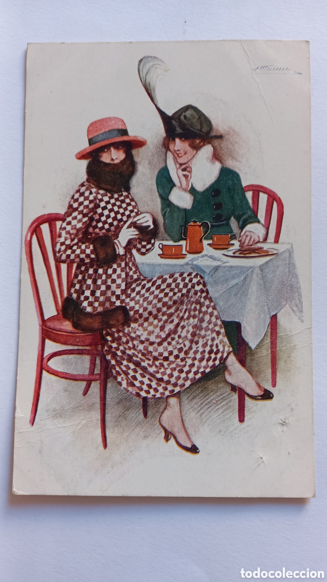 Postcards: Postal ilustrada damas elegantes