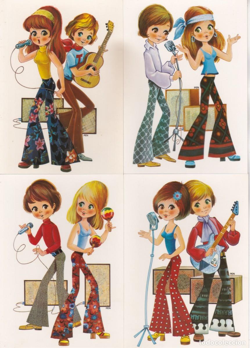 Postales: LOTE 4 POSTALES COLECCION PERLA. PAGSA. ILUSTRACIONES PEN. NUEVAS SIN ESCRIBIR (1974)