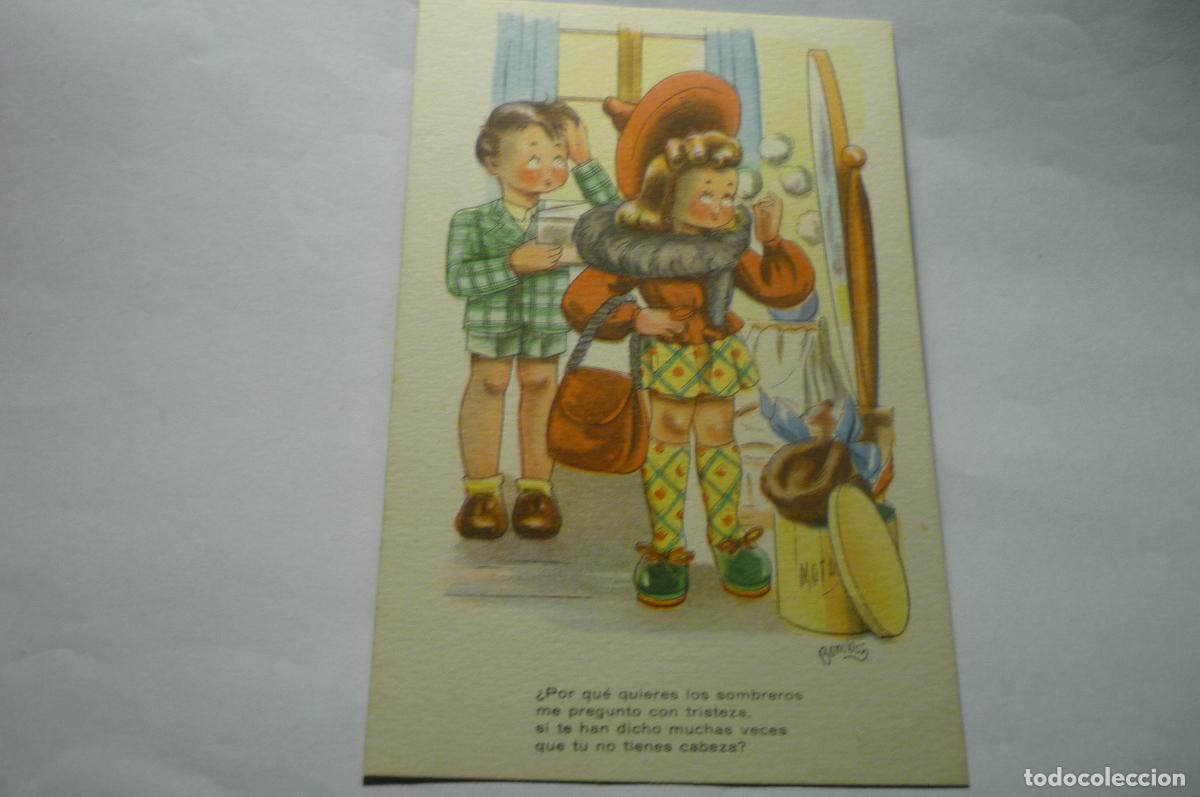 Cartoline: postal ni&ntilde;os dibujo bombon .-