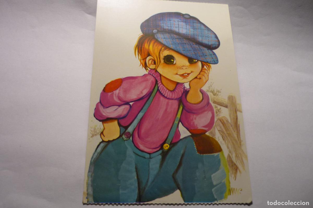 Cartoline: postal dibujo ni&ntilde;o gorra clochard