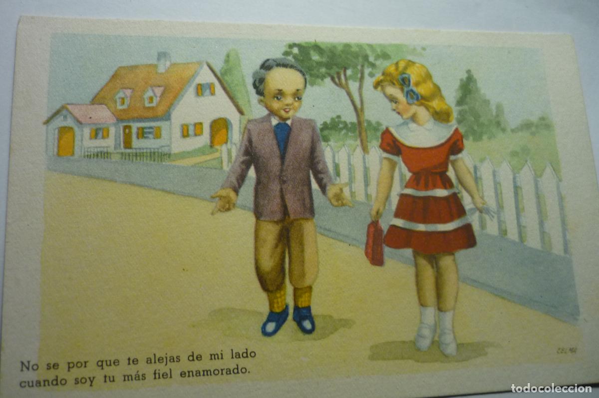 Cartoline: postal dibujo celma pareja jopvenes escrita