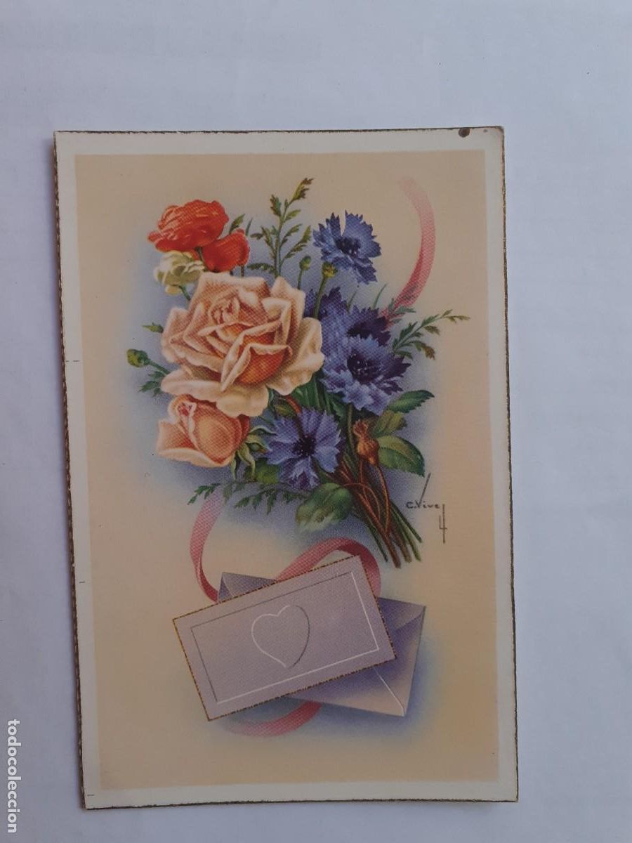 Cartoline: POSTAL - FELICIDADES FLORES ROSAS - ED. CYZ 550/A - ESCRITA