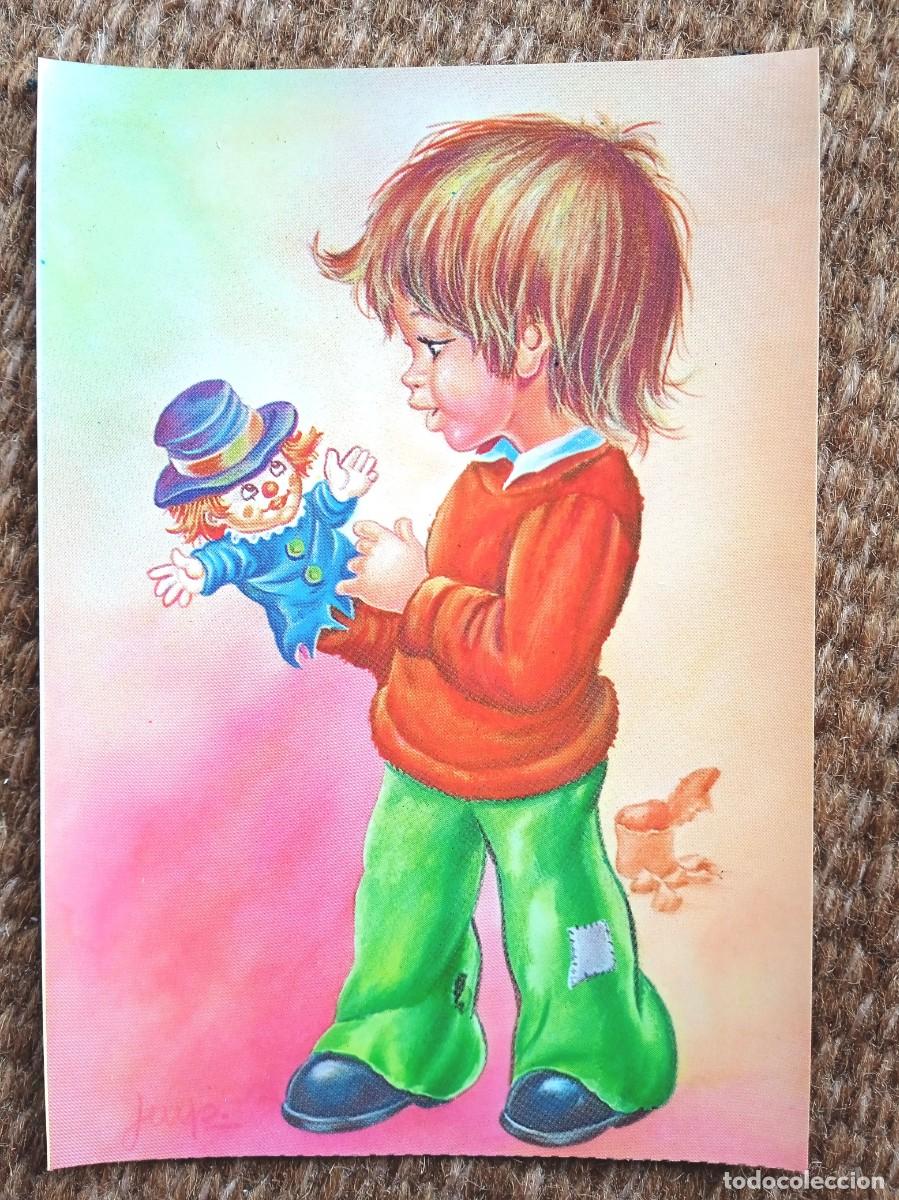 Cartoline: NI&Ntilde;O CON MARIONETA - titere - ED. BERGAS