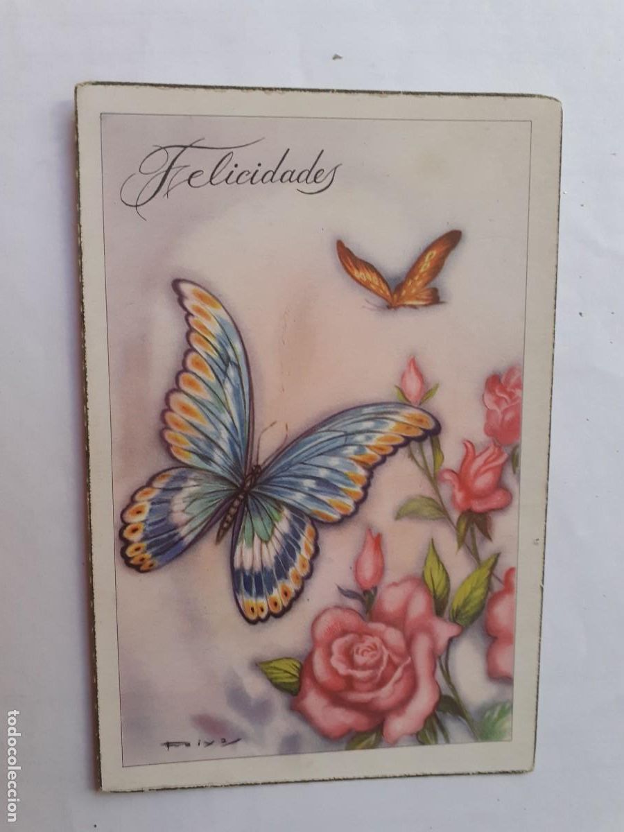 Cartoline: POSTAL FELICIDADES FLORES ROSAS - ED. FREIXAS SERIE 303 - ESCRITA