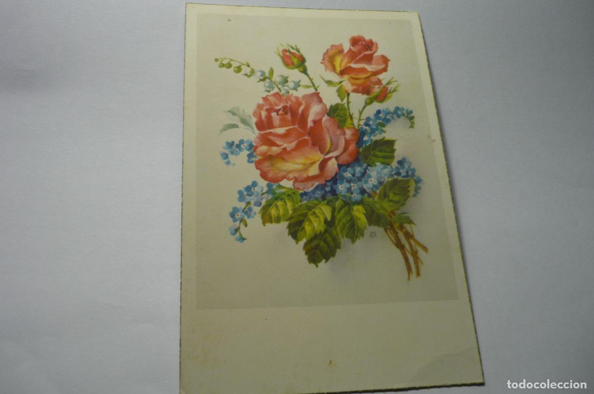 Postais: postal dibujo rosas escrita
