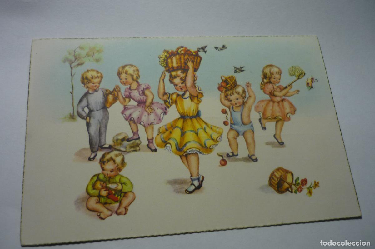 Postais: postal dibujo ni&ntilde;os jugando