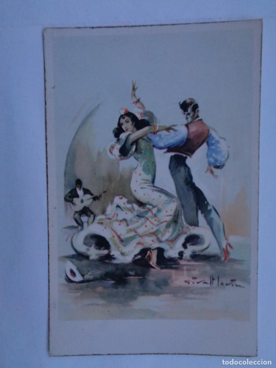 Postales: POSTAL CON DIBUJO DE PAREJA DE FLAMENCOS BAILANDO . A&Ntilde;OS 50