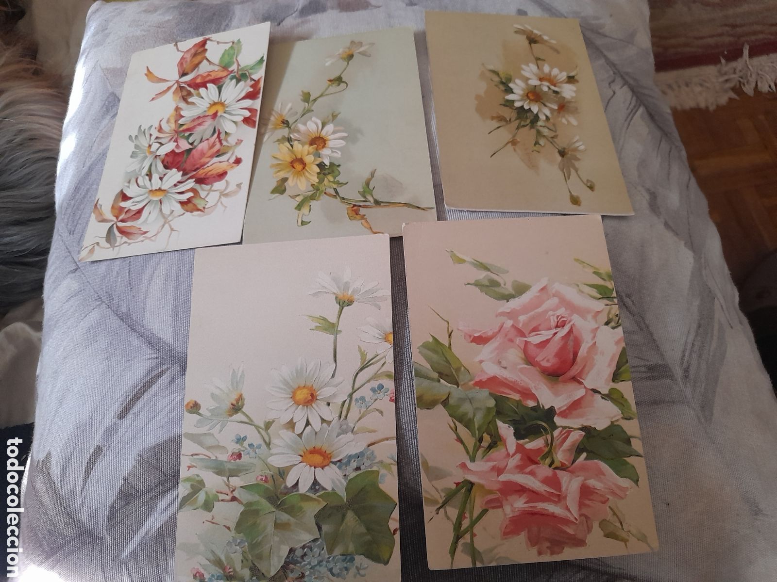 Postales: Cinco Antiguas postales de flores. EDICIONES KOPAL