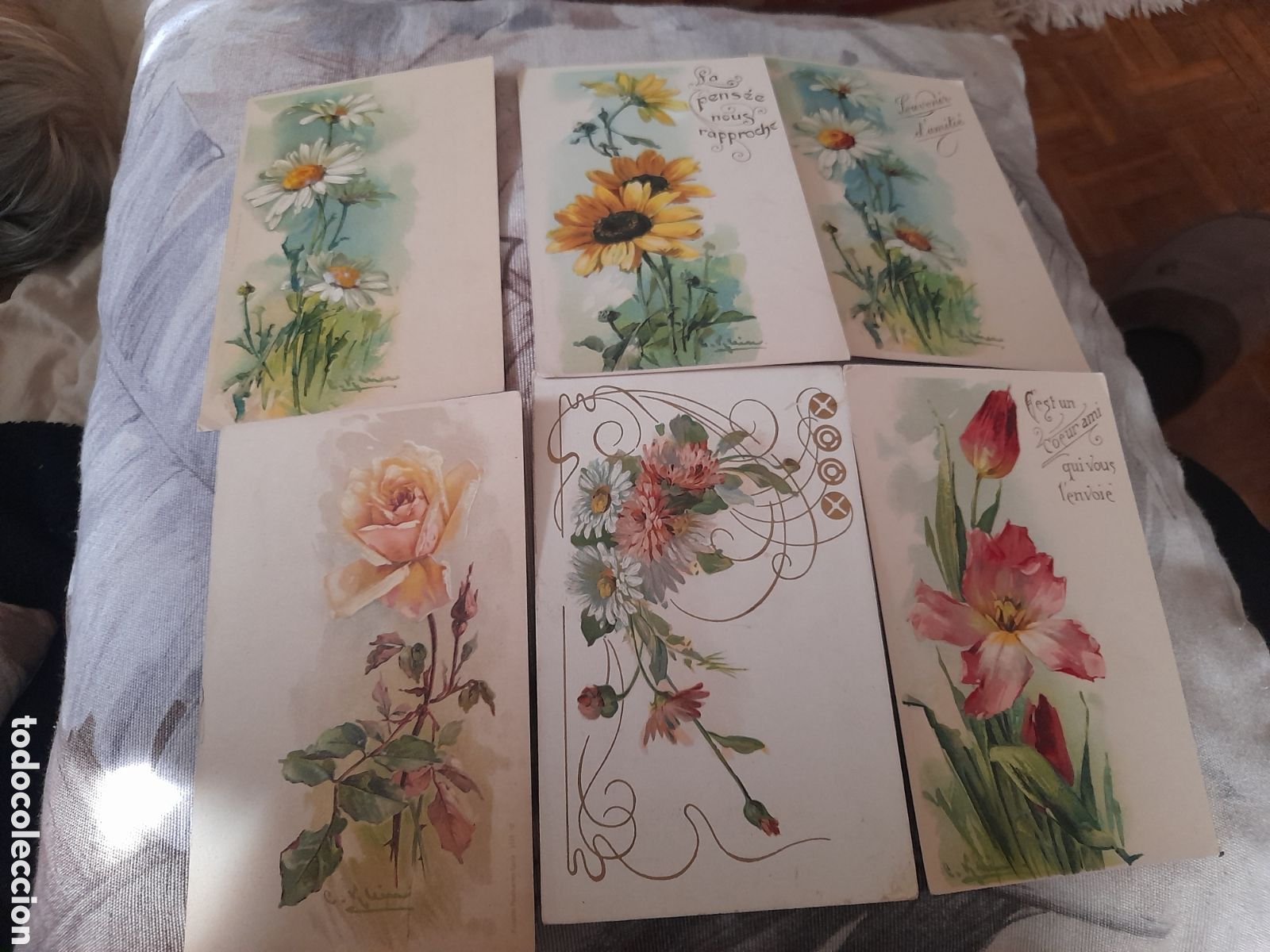 Postales: Seis Antiguas postales de flores. Principios del 1900