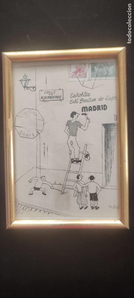 Postais: &Uacute;nico y original sobre con vi&ntilde;eta humor&iacute;stica y que ha sido franqueado