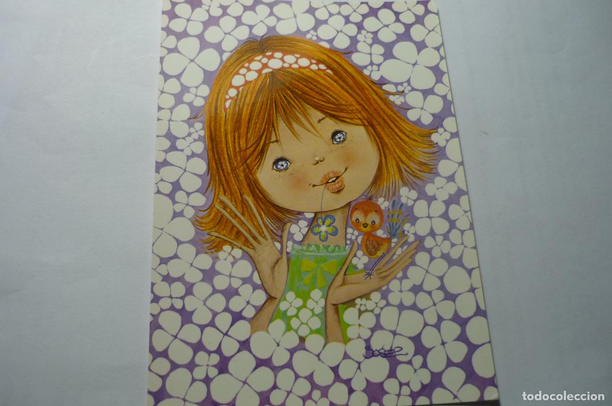 Postcards: postal dibujo josep nina con pajaro escrita c y z 7229-31c