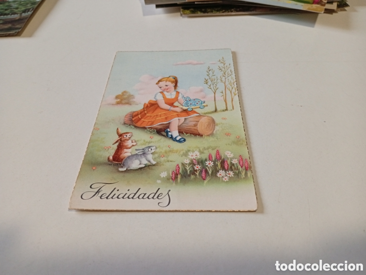 Postcards: Postal antigua dibujo ni&ntilde;a juguete