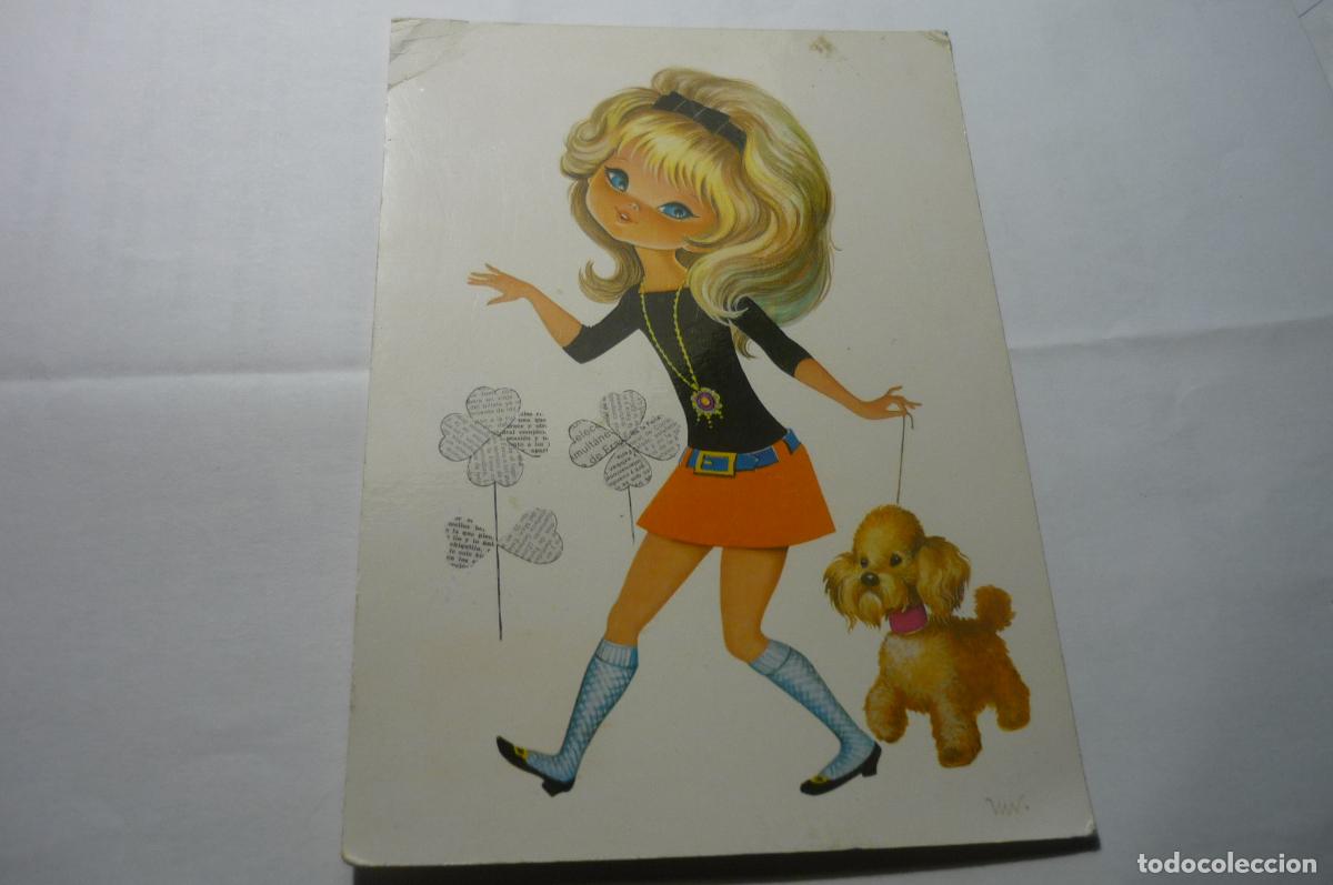 Postkarten: postal dibujo ni&ntilde;a con perro cm