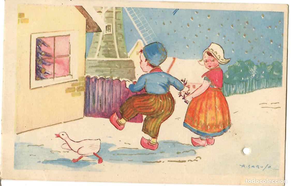 Postkarten: Ni&ntilde;os holandeses. no escrita Firma A.Carufo. referencia edit Cecami 4008.. Vell i Bell
