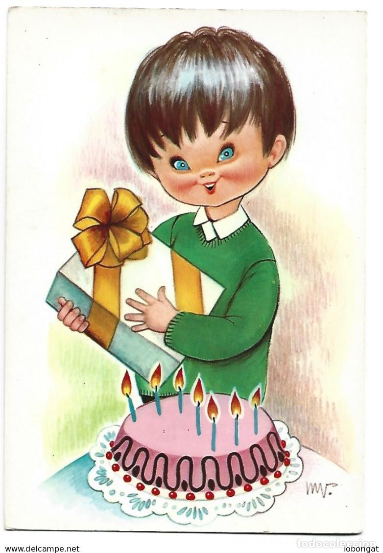 Postales: &rdquo; CUMPLEA&Ntilde;OS &rdquo;.- ILUSTRACION - Foto 1