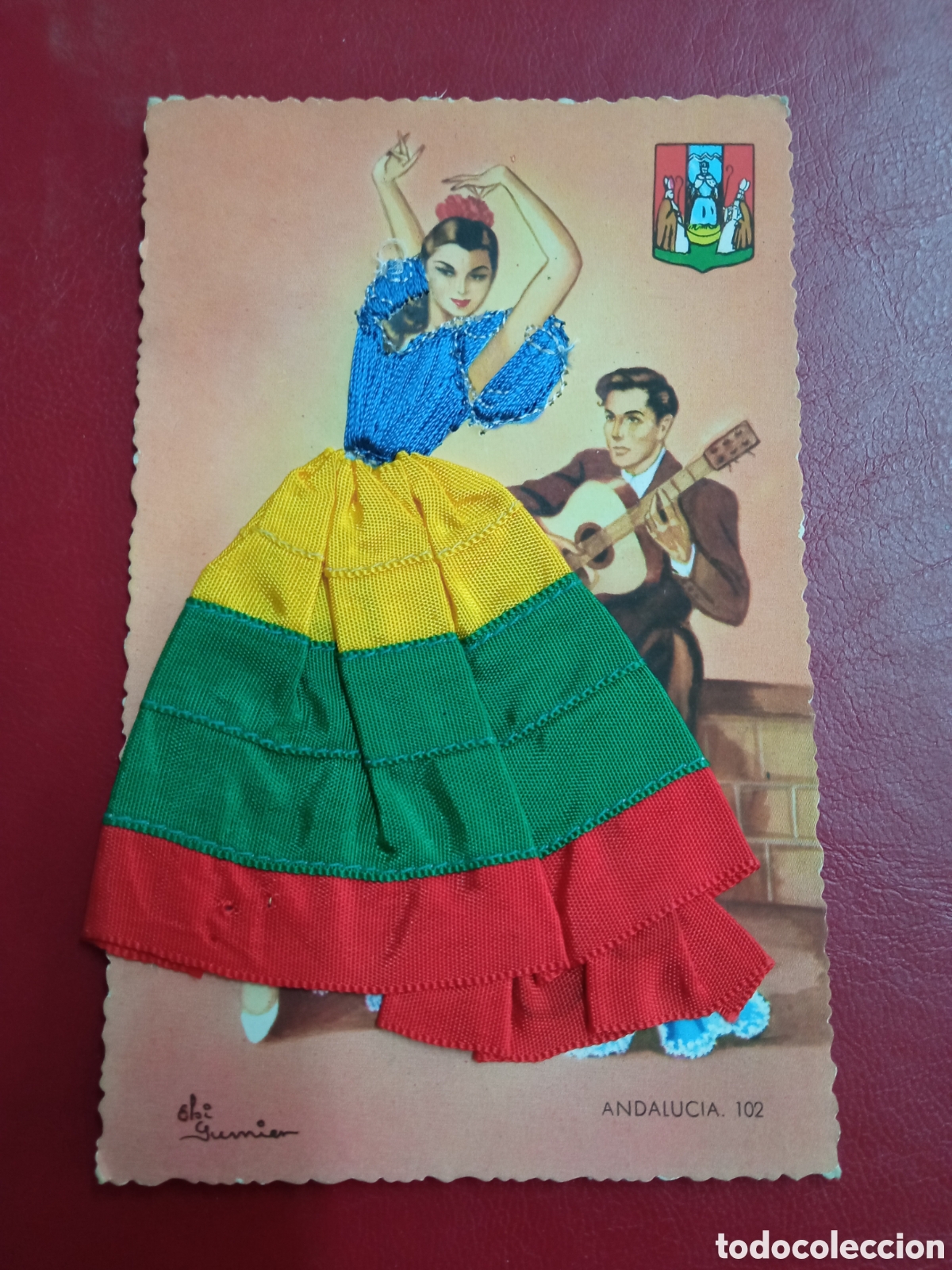 Postais: Antigua postal bordada , Andaluc&iacute;a.