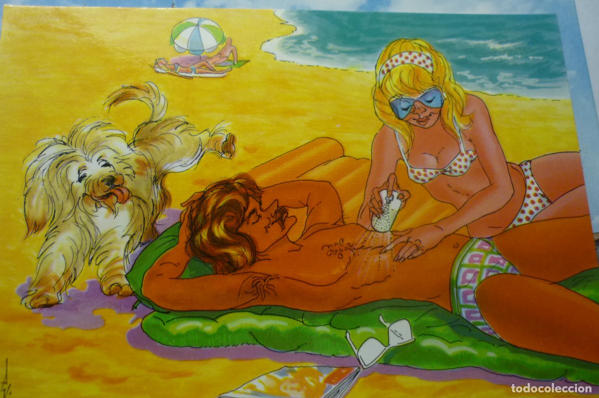 Cartoline: POSTAL DIBUJO HUMOR PLAYA SPANISTYP