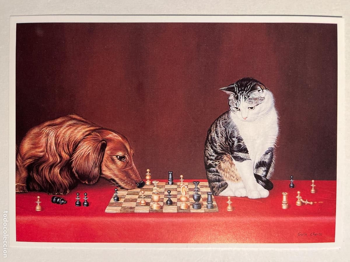 Postales: POSTAL. Perro y gato. Raymond Guix Cherta Paris.