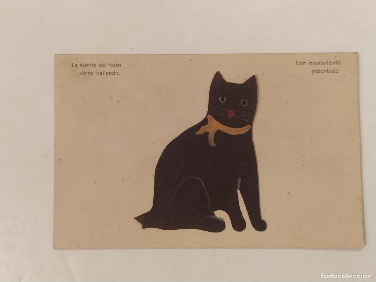 Cartoline: LA SUERTE DEL GATO VIENE BAILANDO - GATO MOVIBLE - POSTAL ANTIGUA - (114.387)